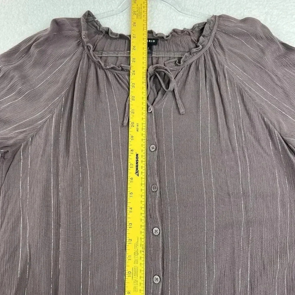 Torrid 2 Crinkle Gauze Lurex Peasant Blouse Top Shirt Purple Hippy Minimalistic - Picture 5 of 10